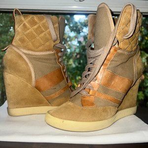 Chloe Tan Wedge Suede Sneakers 38.5